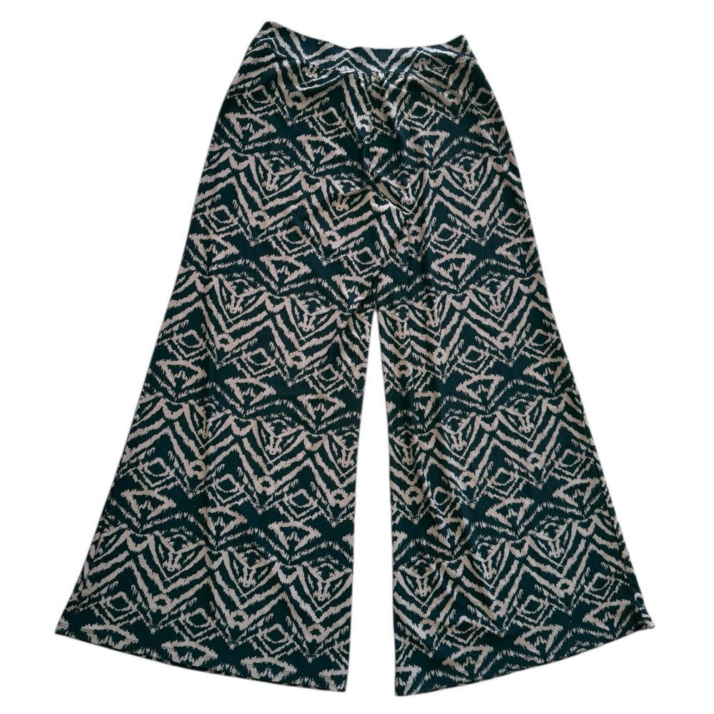 French Laundry Size M Black Brown Print Wide Leg Pants - Picture 2 of 4